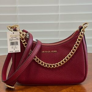Michael Kors Red Leather Chain Shoulder Bag